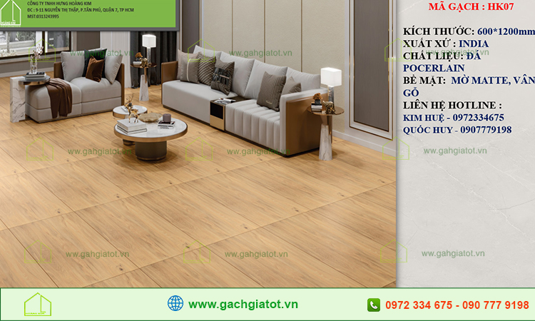 Gạch lát nền giả gỗ Ấn Độ HK07
